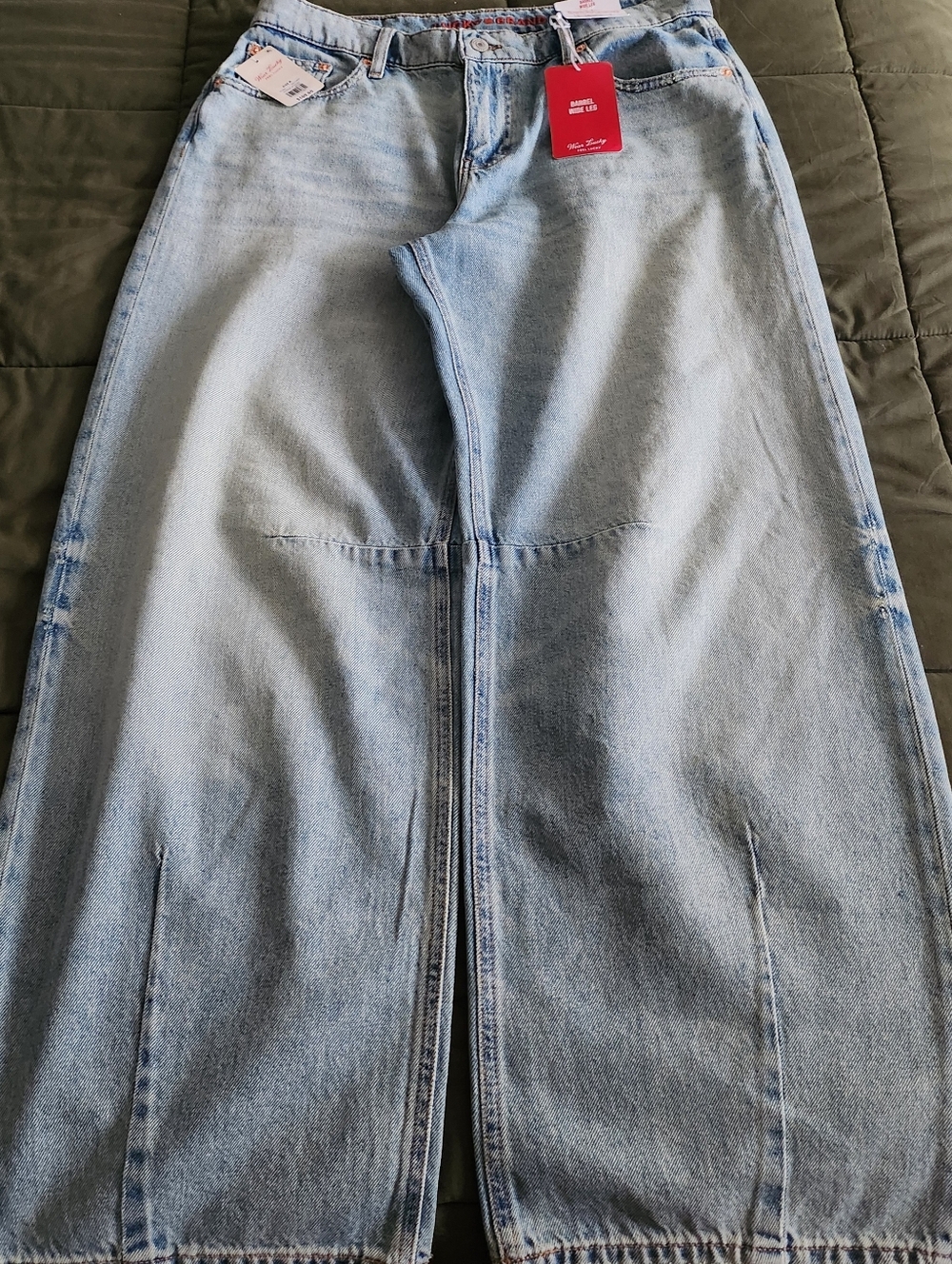 Lucky Brand Barrel Wide Leg Light Blue denim.